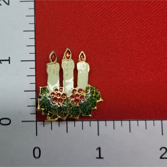 Vintage Christmas Pins Brooches Set of 5 Santa Candle Tree Stocking Snowman - Picture 7 of 10